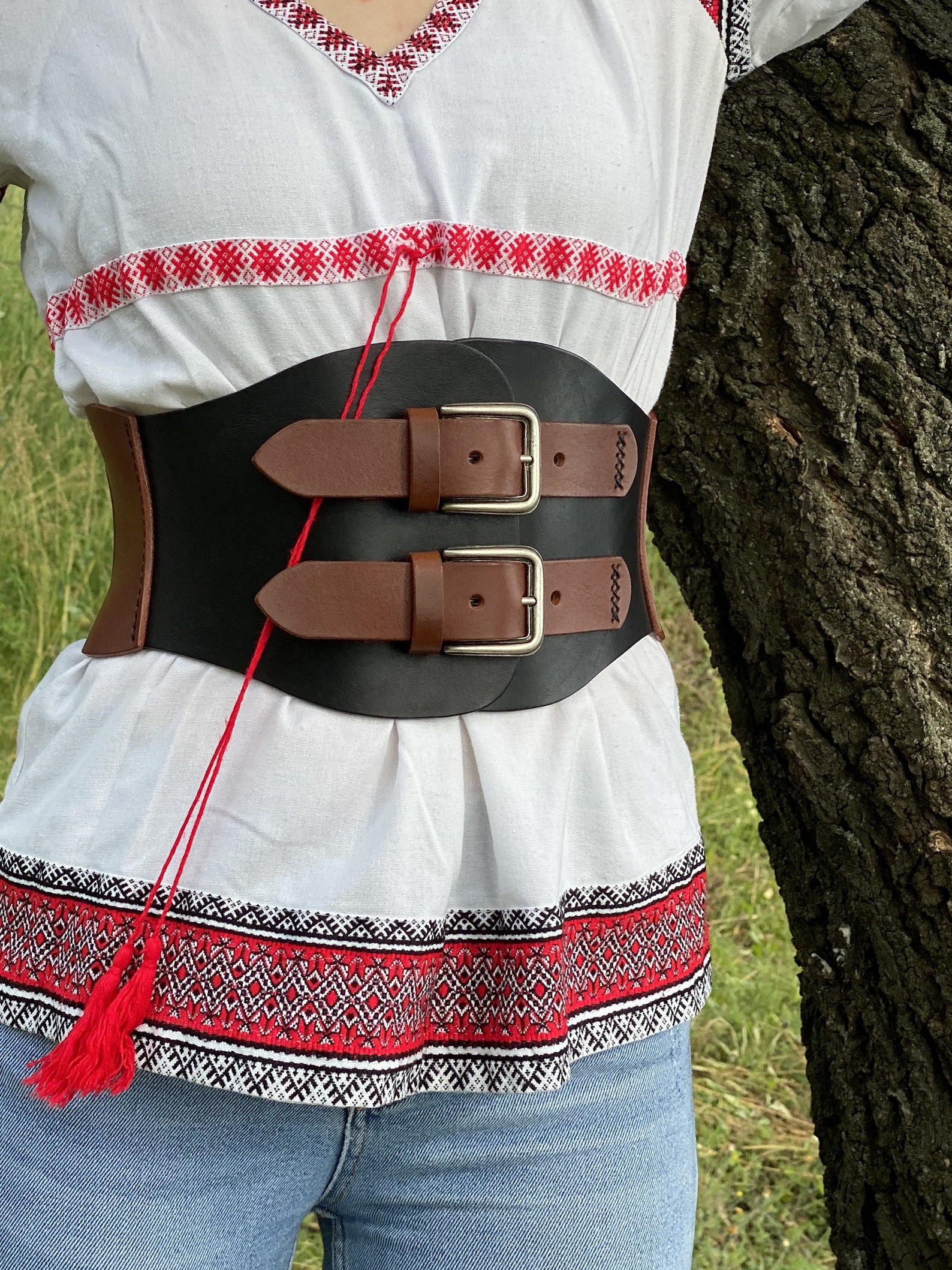 Leather corset belt Wide waist belt Womens western belt Rustic Etsy