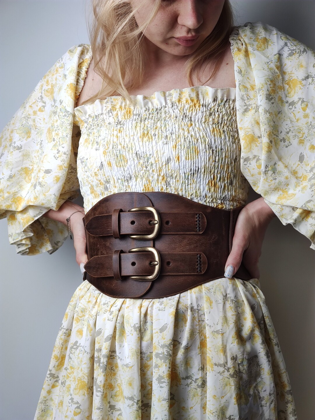 wide leather corset belt