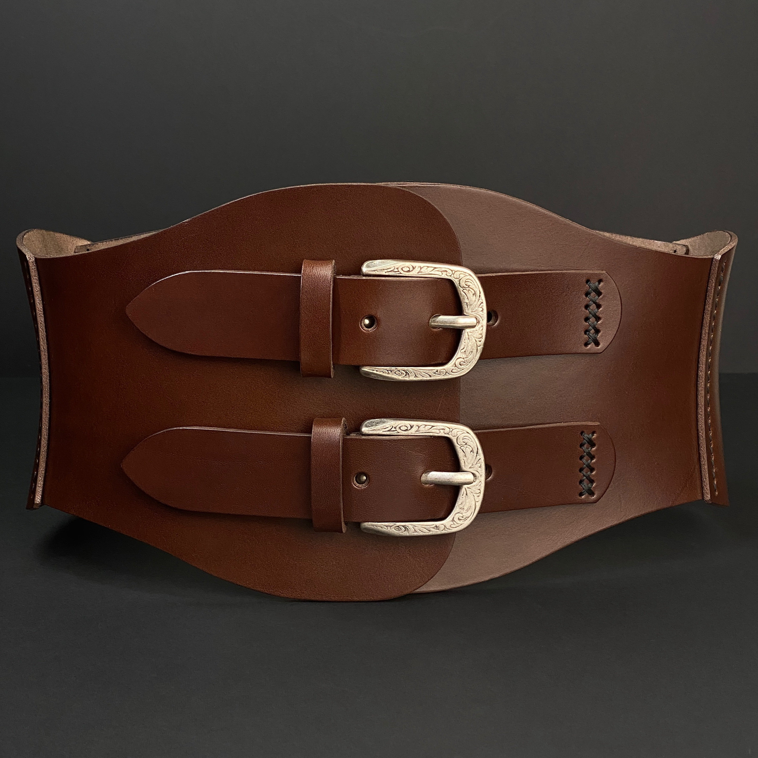 Leather Corset Belt Wide Waist Belt Womens Western Belt  display picture 3