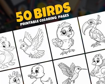 50 Cute Birds Printable Coloring Pages (PDF) for Kids, Toddlers, Preschoolers, Birds Coloring Book Printable PDF, Kindergarten