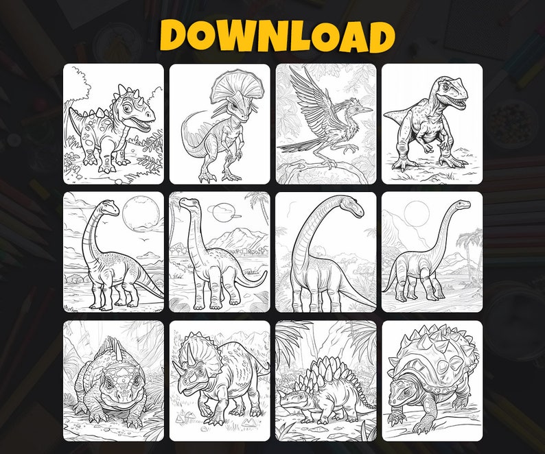 41 Dinosaurs Printable Coloring Pages PDF for Kids, Toddlers