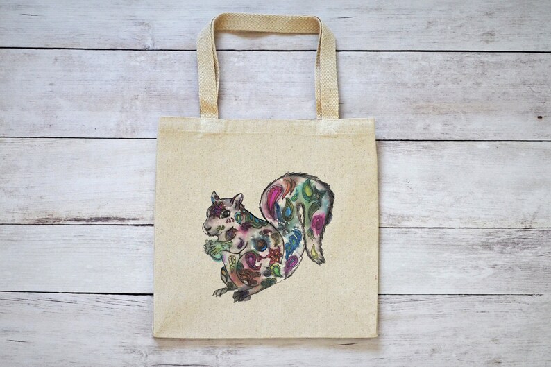 Download Printful Art Print Bags Watercolor Squirrel Tote Bag Totes ...