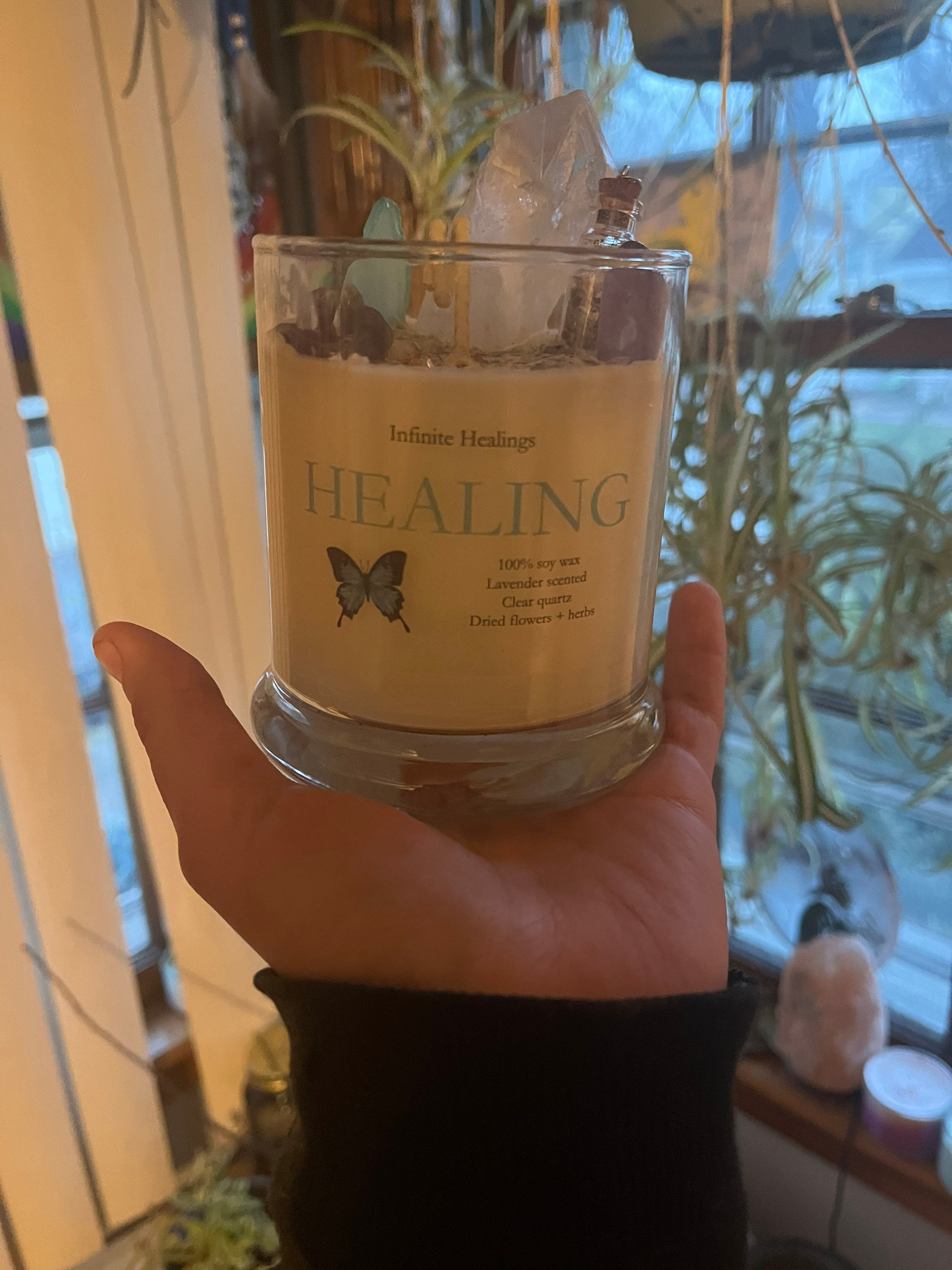 Healing Intention Candles Huge Clear Quartz Crystal Etsy