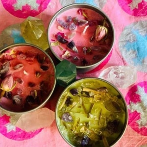 Crystal + herb soy wax candles - wholesale | party favors | bridal showers | baby showers