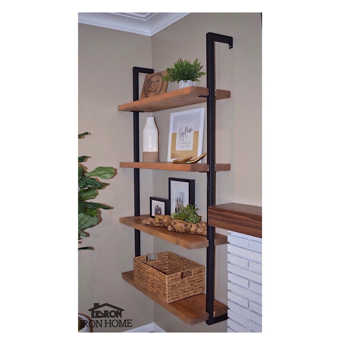 Side Framed Floating Iron Shelf Brackets 16 Spacing Etsy