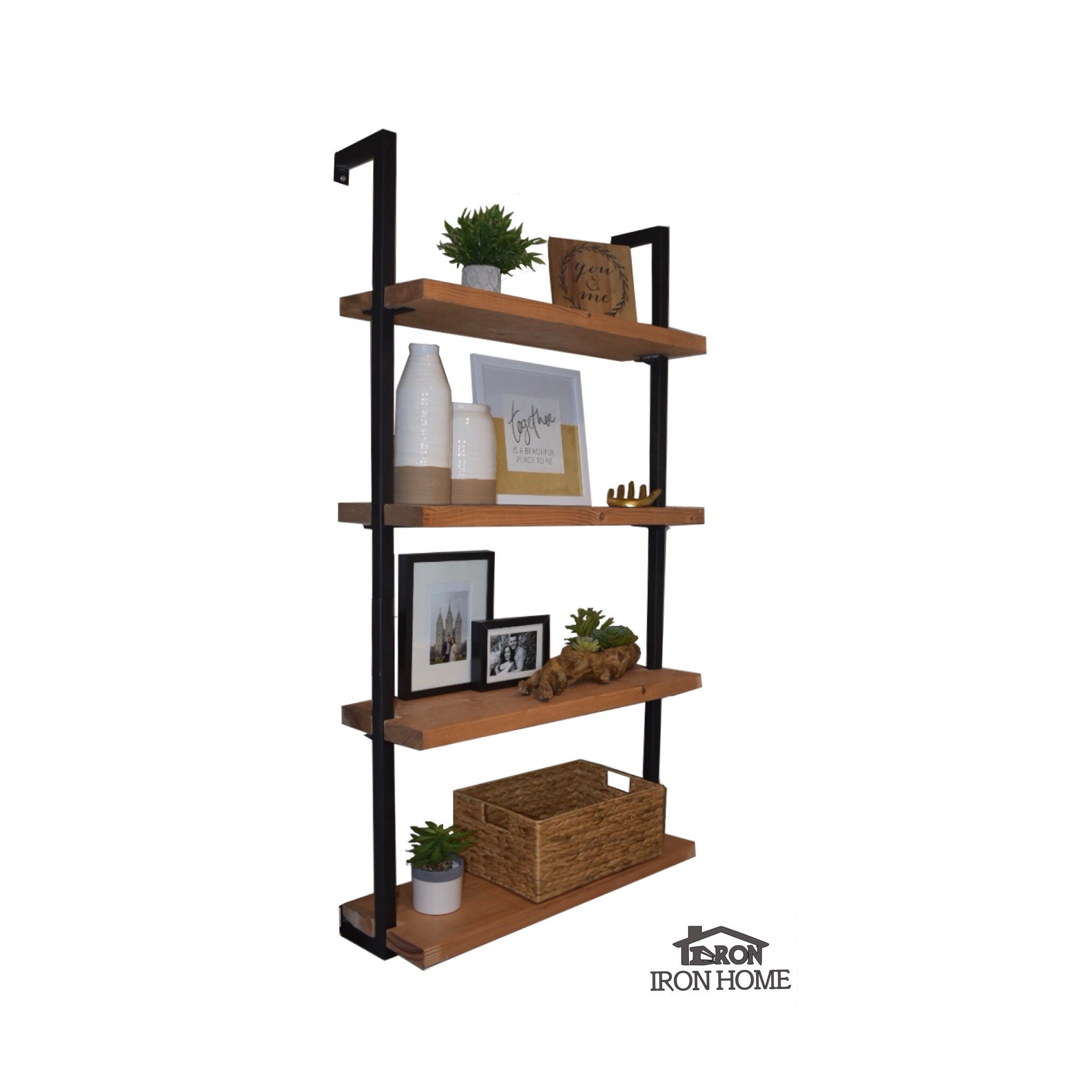 Side Framed Floating Iron Shelf Brackets 16 Spacing Etsy