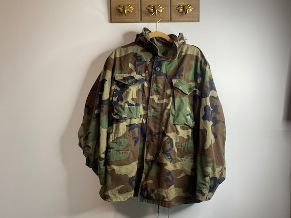 1960s US ARMY Lined Camo Military Issue Cold Weather Coat