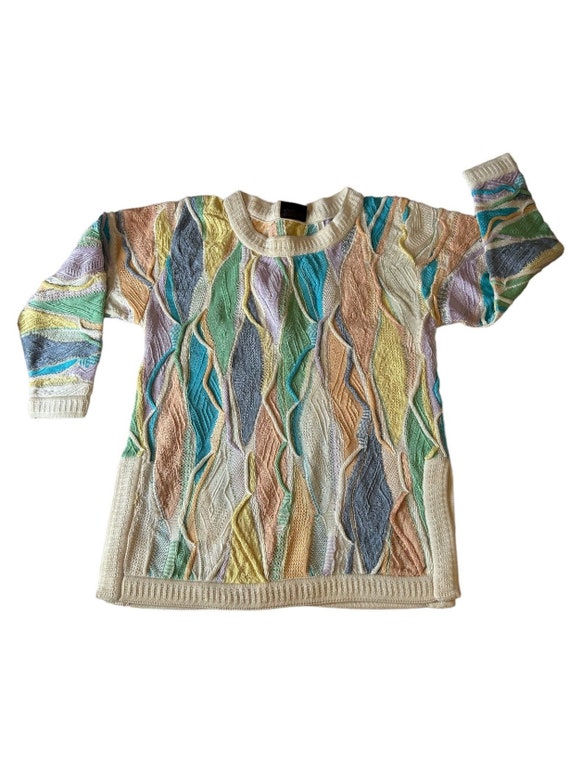 Vtg COOGI Australia Sweater Mens Small Pastel Long Sleeve Intricate Knit Vintage 90s Fashion Cosby Sweater Easter Pullover Sweater Etsy