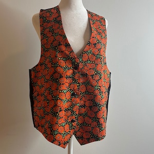 Vtg 80s Halloween Pumpkin Vest / vintage jack o’lantern / Halloween clothing / vintage 1980s fashion