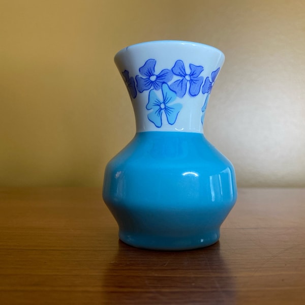Leart Brazil porcelain mini vase / vintage aqua blue mini vase