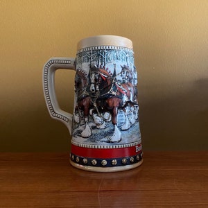 Vintage 1988 Budweiser Clydesdale Stein mug collectible barware