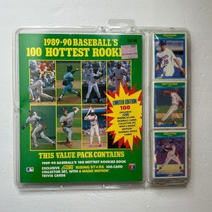 1989-1990 El libro de los 100 novatos más populares del béisbol con un juego de coleccionista de 100 cartas / Sellado de fábrica / béisbol vintage / nostalgia de los 90