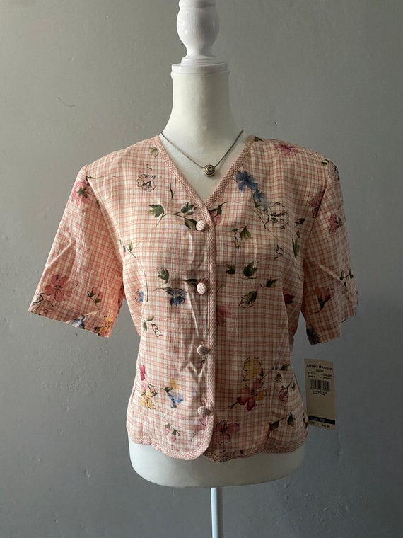 Vintage 90s NWT Alfred Dunner pink plaid and flor… - image 3