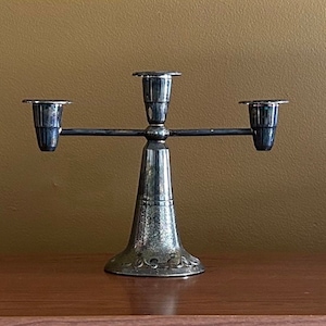 Vtg 3 Arm Silver Plate Candelabra / Vintage Candlestick Holder / Elegant Home Decor / Table Centerpiece
