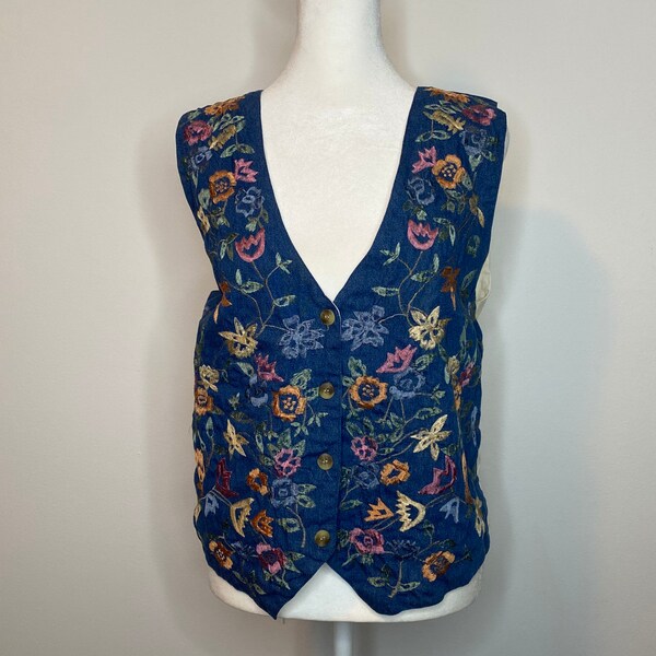 90's Forest Floral Embroidered Vest Top by Agape main image 0