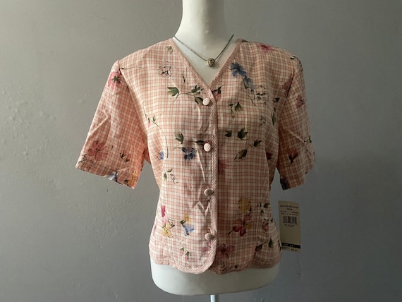 Vintage 90s NWT Alfred Dunner pink plaid and flor… - image 2