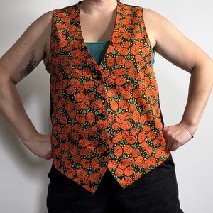 Vtg 80s Halloween Pumpkin Vest / vintage jack olantern / Halloween clothing / vintage 1980s fashion image 8