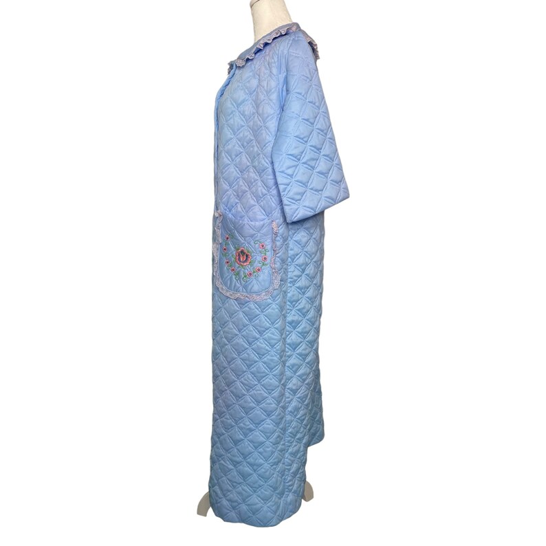Robe de chambre matelassée bleu vintage bordure florale et Etsy France