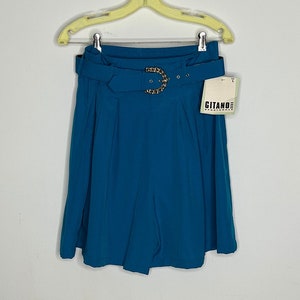 Vtg Gitano 90s NWT culotte shorts / Blue High Rise Bermuda shorts 28”waist /  culottes / 90s deadstock / vintage high rise shorts