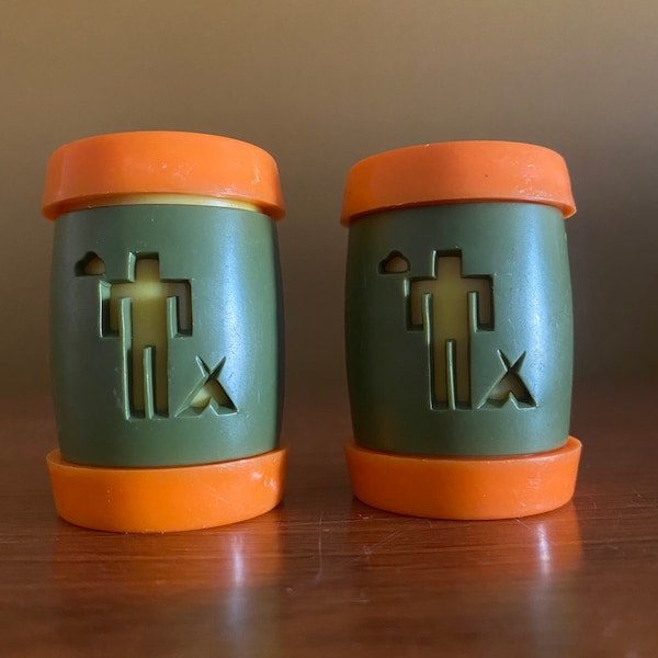 Mid century modern salt & pepper Shakers / St Labre Indian School of Montana Promotional Advertising / vintage salt and pepper shakers