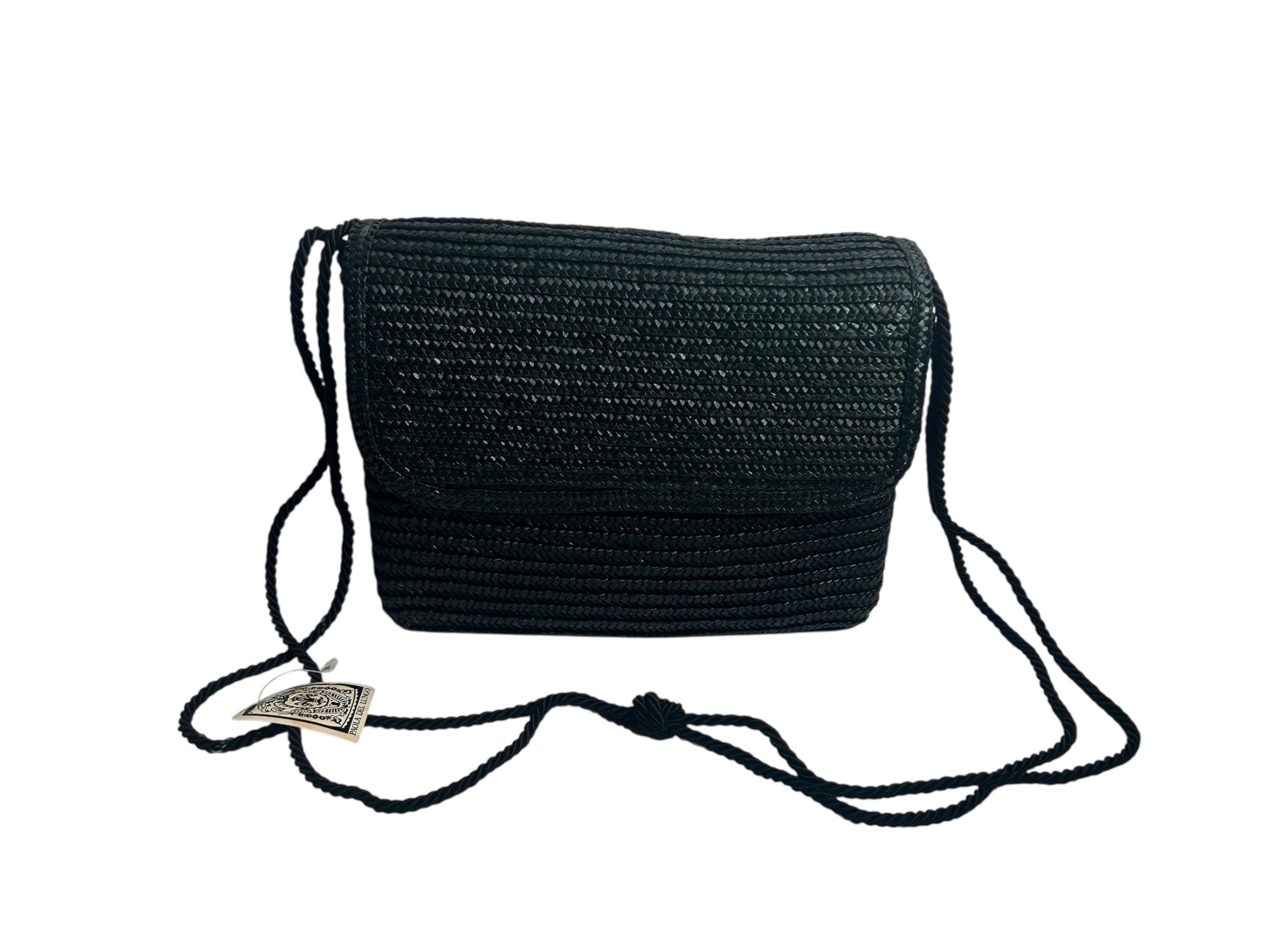 Paola Del Lungo Black Woven and Leather Backpack Made in Italy TOT9362C Paola Del Lungo Bag - Etsy main image 4