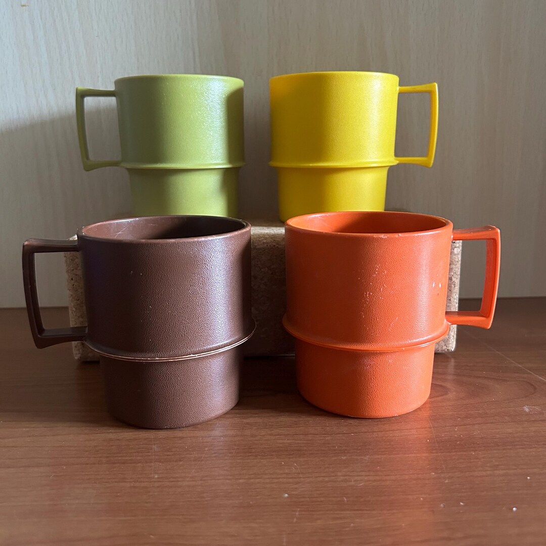 Vtg Tupperware Stacking Mug Set Harvest Colors 1970s Kitchen Plastic ...