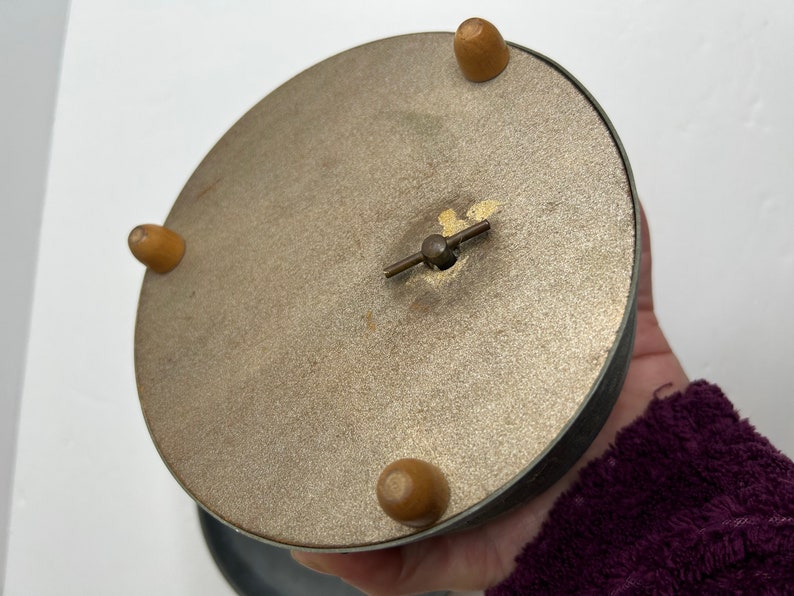 Musical Powder Box Vtg 1940s Music Box Powder Tin / Goddess on Vine Swing / Musical Powder ...
