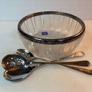 FB Rogers Silver Company glass bowl / frosted glass silver plate trim bowl
