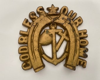 Cast iron God bless our home horseshoe / anchor wall plaque / rustic home decor/ wall blessing / nautical decor
