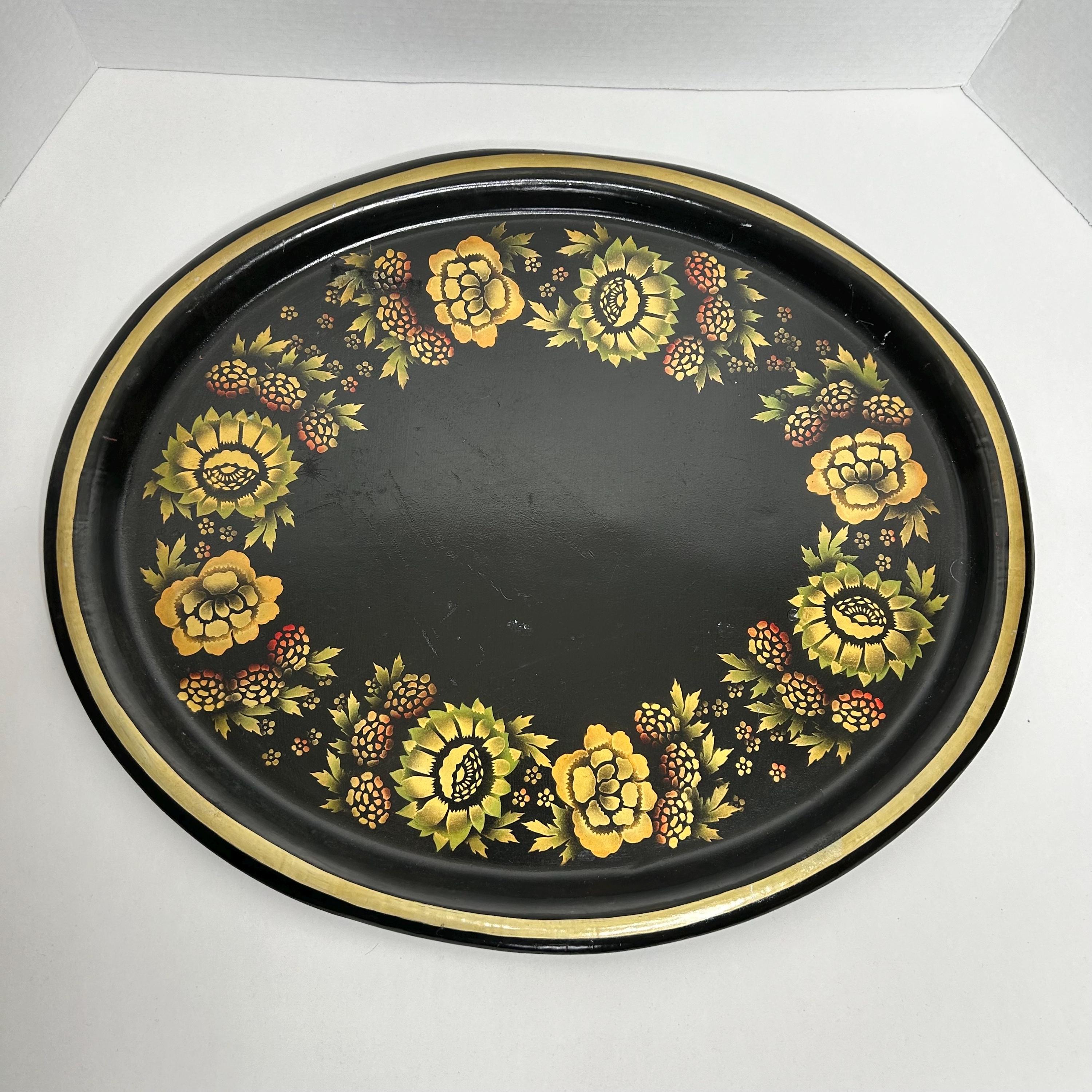 Black Toleware Trays - Etsy Black Toleware Trays - Etsy