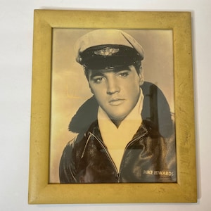 Vintage Elvis Presley black & white photograph as Pilot Mike Edwards