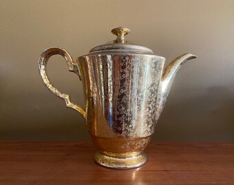 Royal crown 22kt gold 9.5” lidded teapot with floral motif