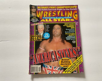 Wrestling All Stars Heroes Villains Magazine February 1996 / 90s WWF / 1990s wrestling magazine/ British bulldog