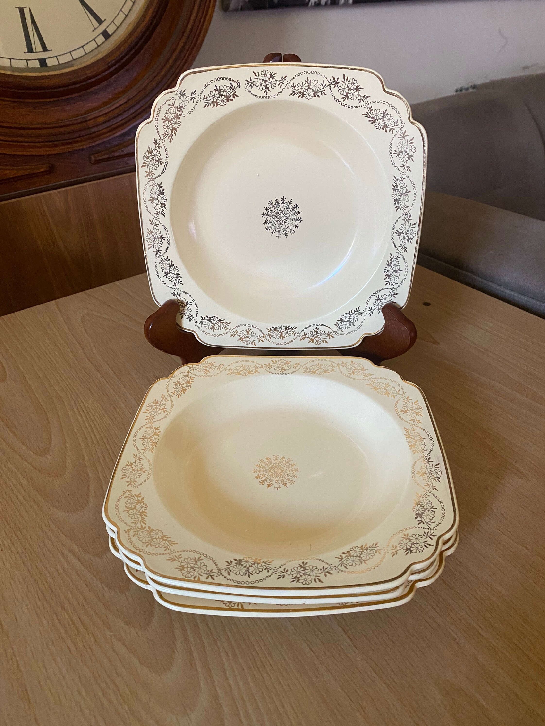 Gold Daisy Garland Scalloped Edge Salad Plates Etsy