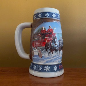 1995 Budweiser holiday Stein - Clydesdale horses - lighting the way home