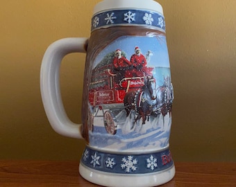 1995 Budweiser holiday Stein - Clydesdale horses - lighting the way home