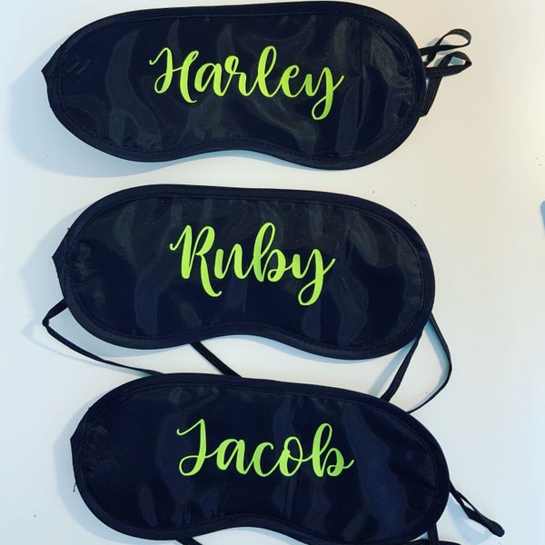 Personalised sleep mask. Eye masks. Great for sleepover slumber parties. Stretchy double elastic for fit.