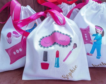 Personalised Pamper Party Bag • Cotton Sleepover Tote • Luxury Spa Gift for Kids/Teens