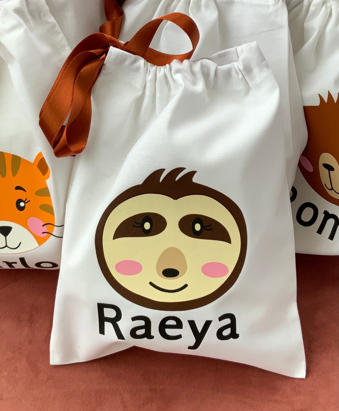 Jungle Animal Party cotton Bags. Safari cloth favour bags for Etsy