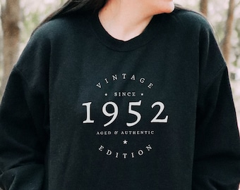 1952 Sweatshirt, 71st Birthday Sweatshirt, 1952 Birth Year Number Shirt, Birthday Gift for Women, Birthday Sweatshirt Gift 1952 Top for Her