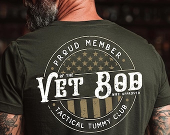 Funny Veteran T-Shirt: Vet Bod - Army, Navy, Air Force