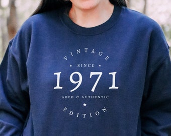 1971 Sweatshirt, 1971 Birthday Year Number Sweater for Women, Cute Born In 1971 Birthday Gift, Vintage 1971 Shirt For Her, Minimalist 1971