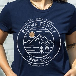 Custom Family Camping Shirt: Camp Crew 2025, Retro Mountain Design