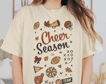 Cheer Season Comfort Colors Shirt: Vintage Football Bows Tee