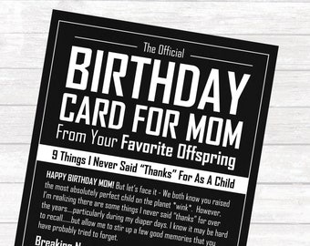 Funny Mom Birthday Card: From Son or Daughter