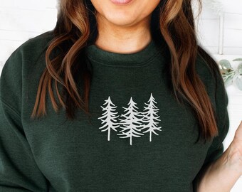 Pine Tree Forest Sweatshirt: Nature Camping Shirt