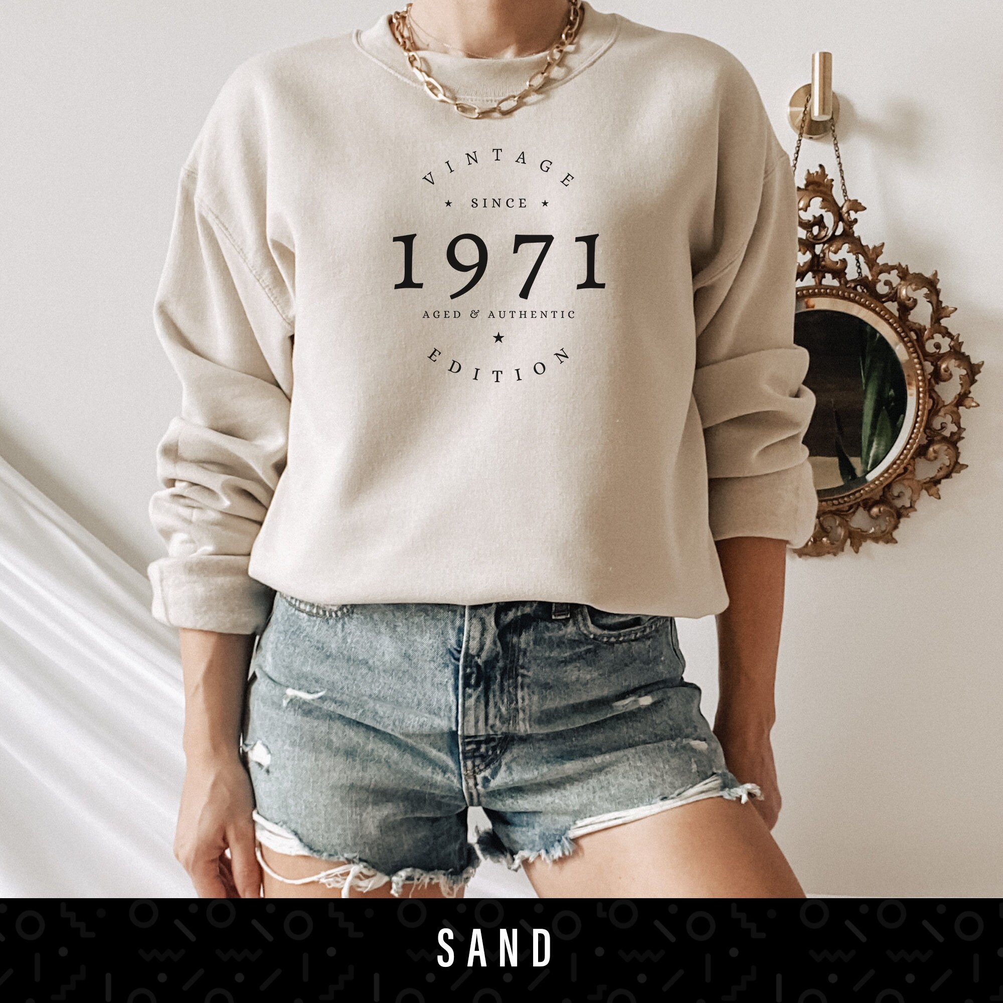 1971 Sweatshirt, 1971 Birthday Year Number Sweater for Women, Cute