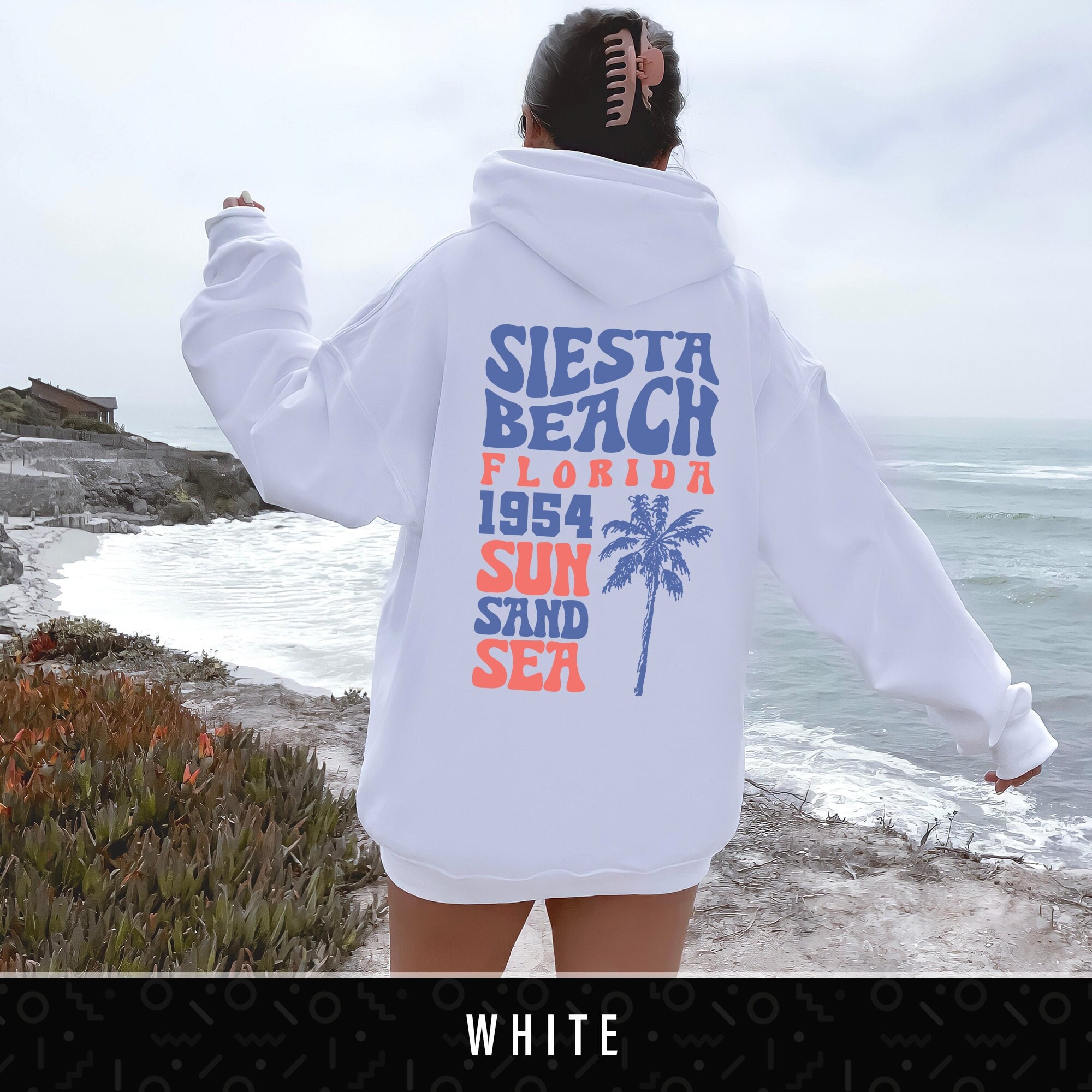 Siesta Beach Florida Hoodie: Retro Surf Sweatshirt - Etsy