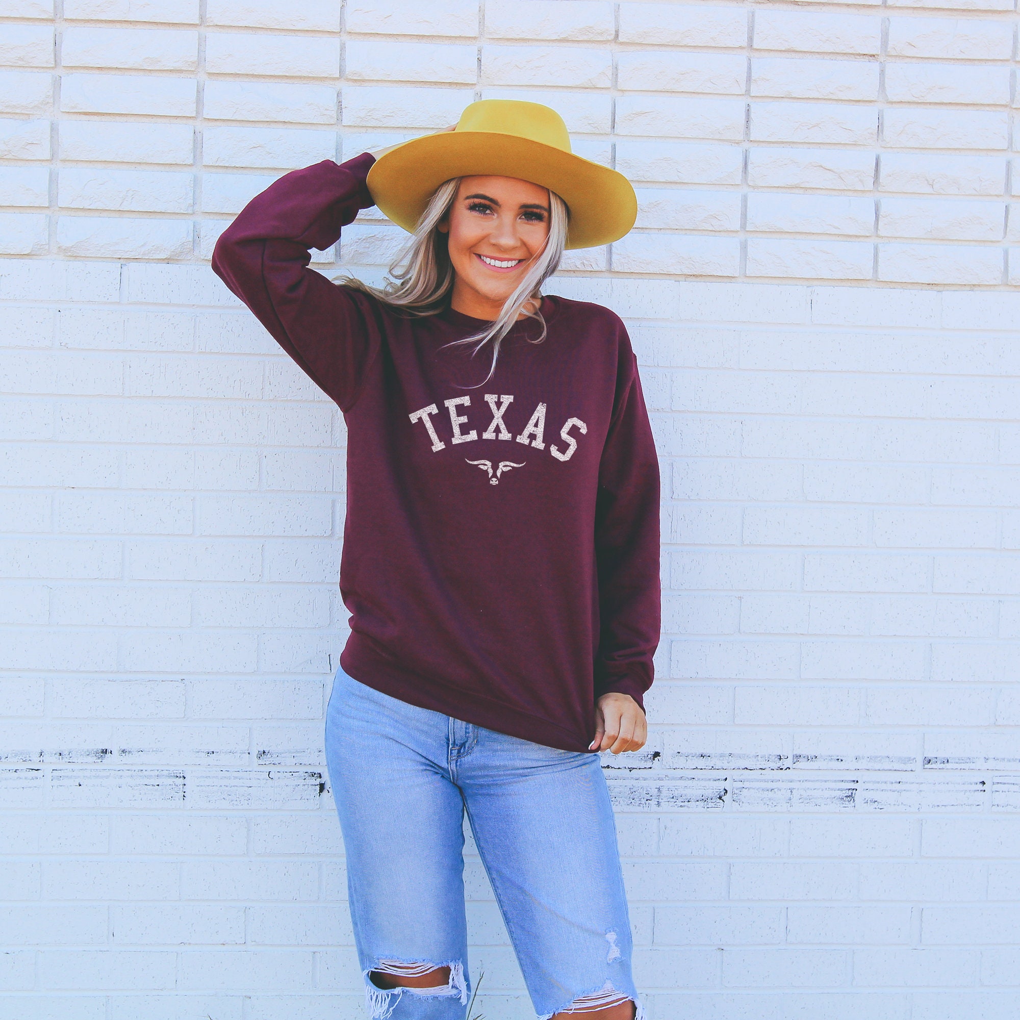 Texas Sweatshirt Texas Crewneck Sweatshirt Texas Women