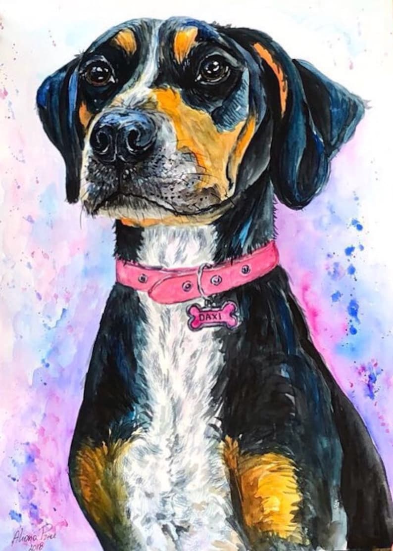 Custom Pet portrait Painting Watercolor Pet Portrait Dog Portrait Custom Pet Painting Custom Dog Portrait Original painting Cat Gift Art